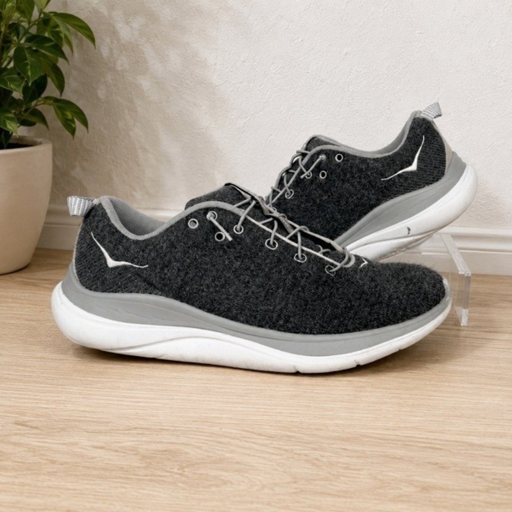 Hoka One One Hupana Flow Wool Women 8.5 Dark Gray Running Sneakers